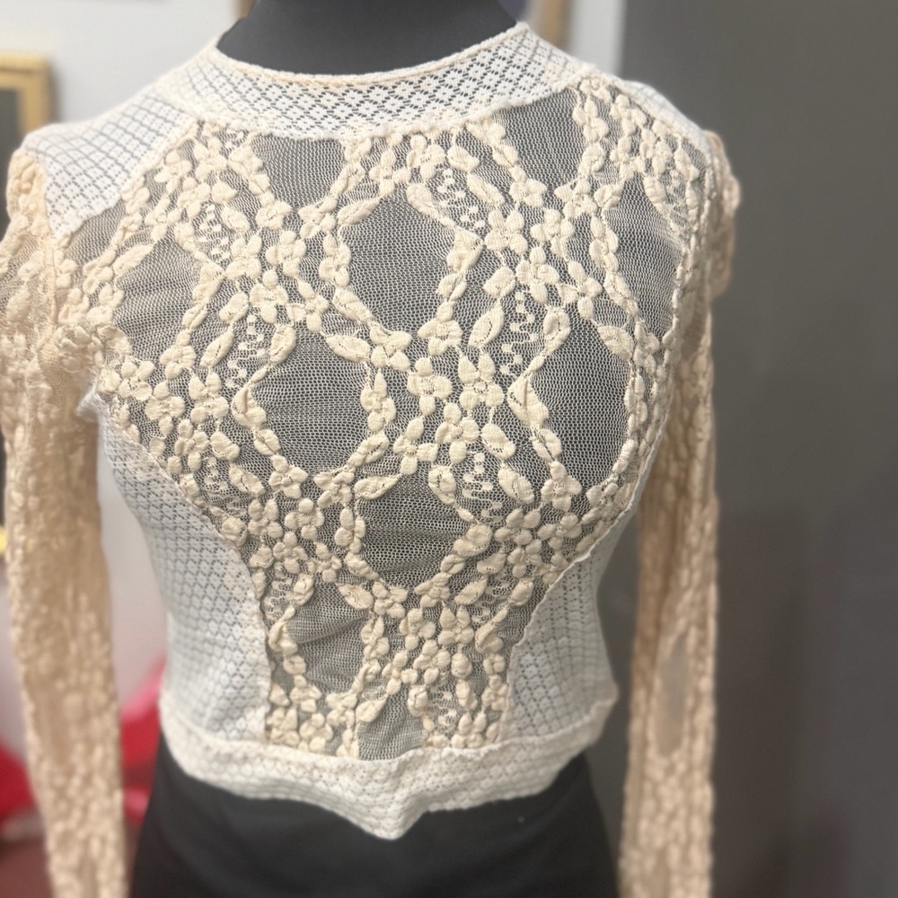 Free people Cream Lace Blouse